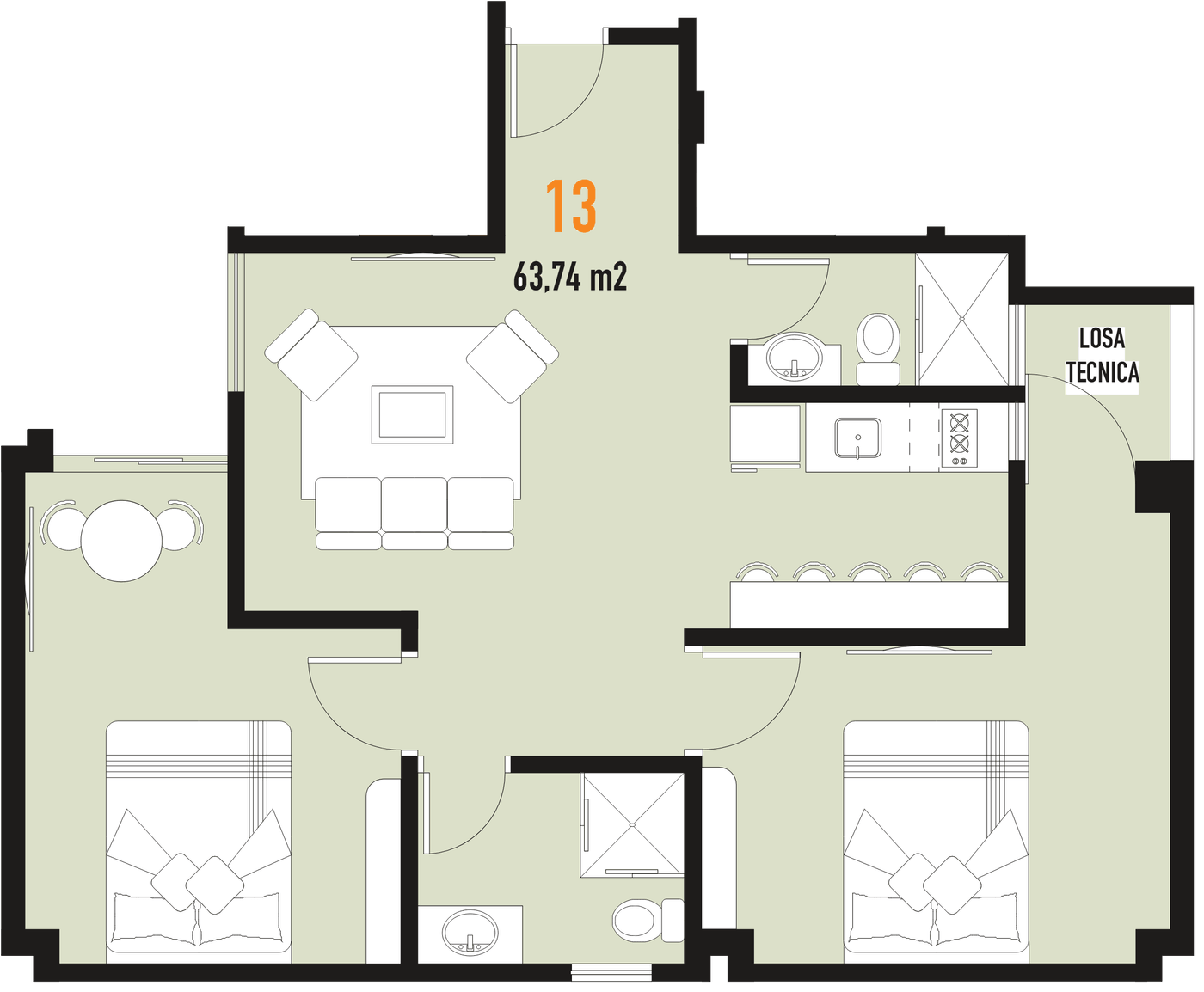 Plano del departamento 13